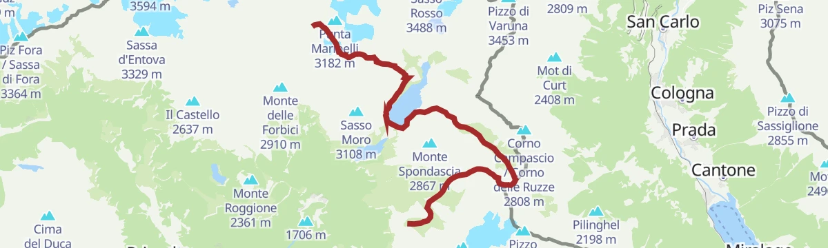 Route map: Sentiero Italia D26N - Stage Marinelli-Bombardieri Refuge to Cristina Refuge at Alpe Prabello